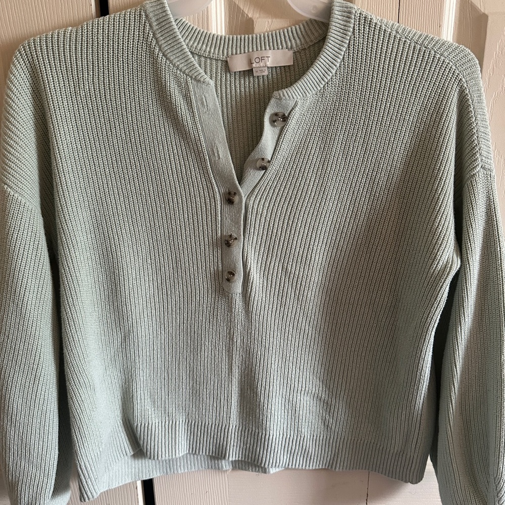 LOFT Light Green Knit Cardigan